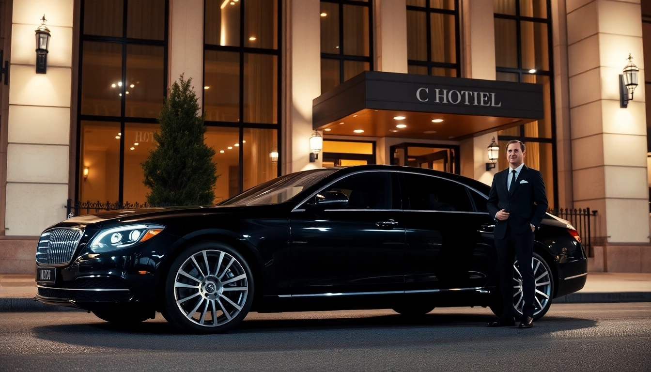 Experience professional chauffeur hire Kuala Lumpur with a luxurious sedan parked at a high-end hotel.