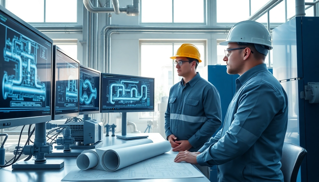 Piping stress Analysis Company engineers conducting testing and analysis in a high-tech lab environment.