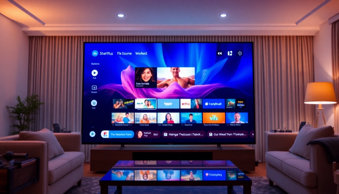 Explore IPTV services on a smart TV in a cozy living room setting.