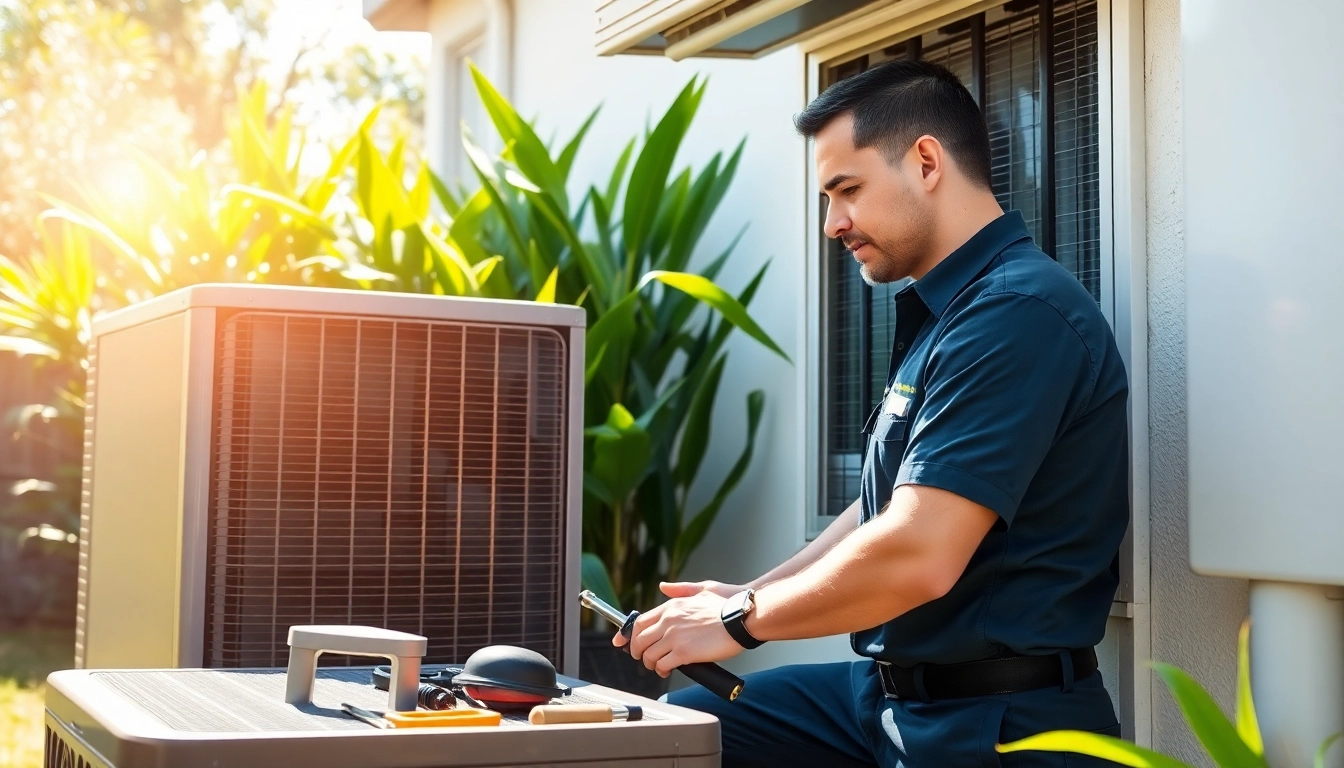 Expert HVAC technician provides quality HVAC services Los Angeles while inspecting air conditioning unit.