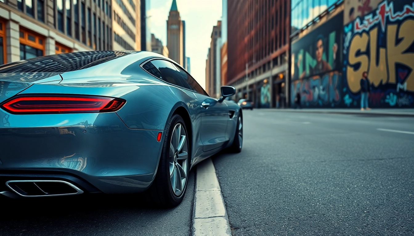 The perfect car parked in a vibrant urban setting, showcasing modern luxury and style.