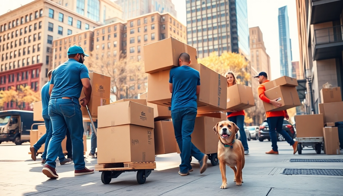 Queens movers expertly handling boxes and furniture during a residential move in New York.