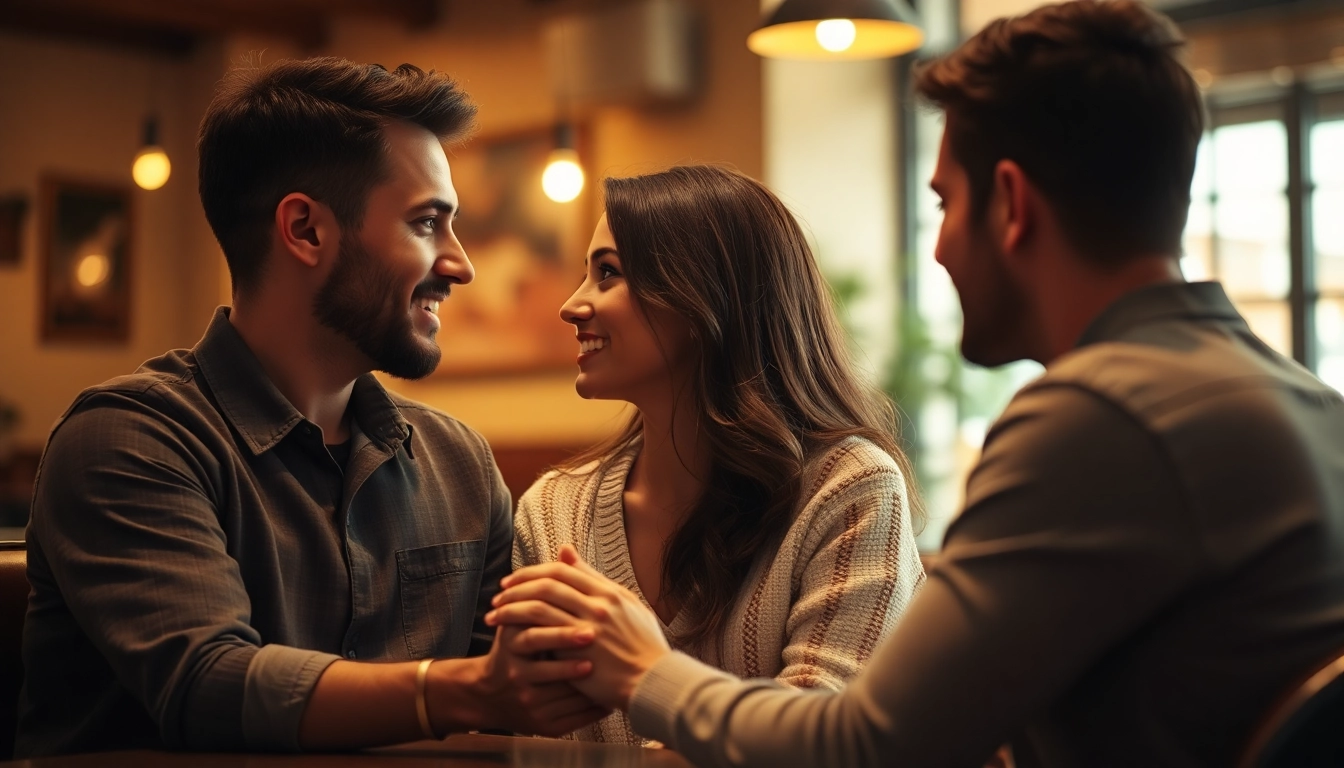 Couple expressing communication in relationships while enjoying a cozy café setting.