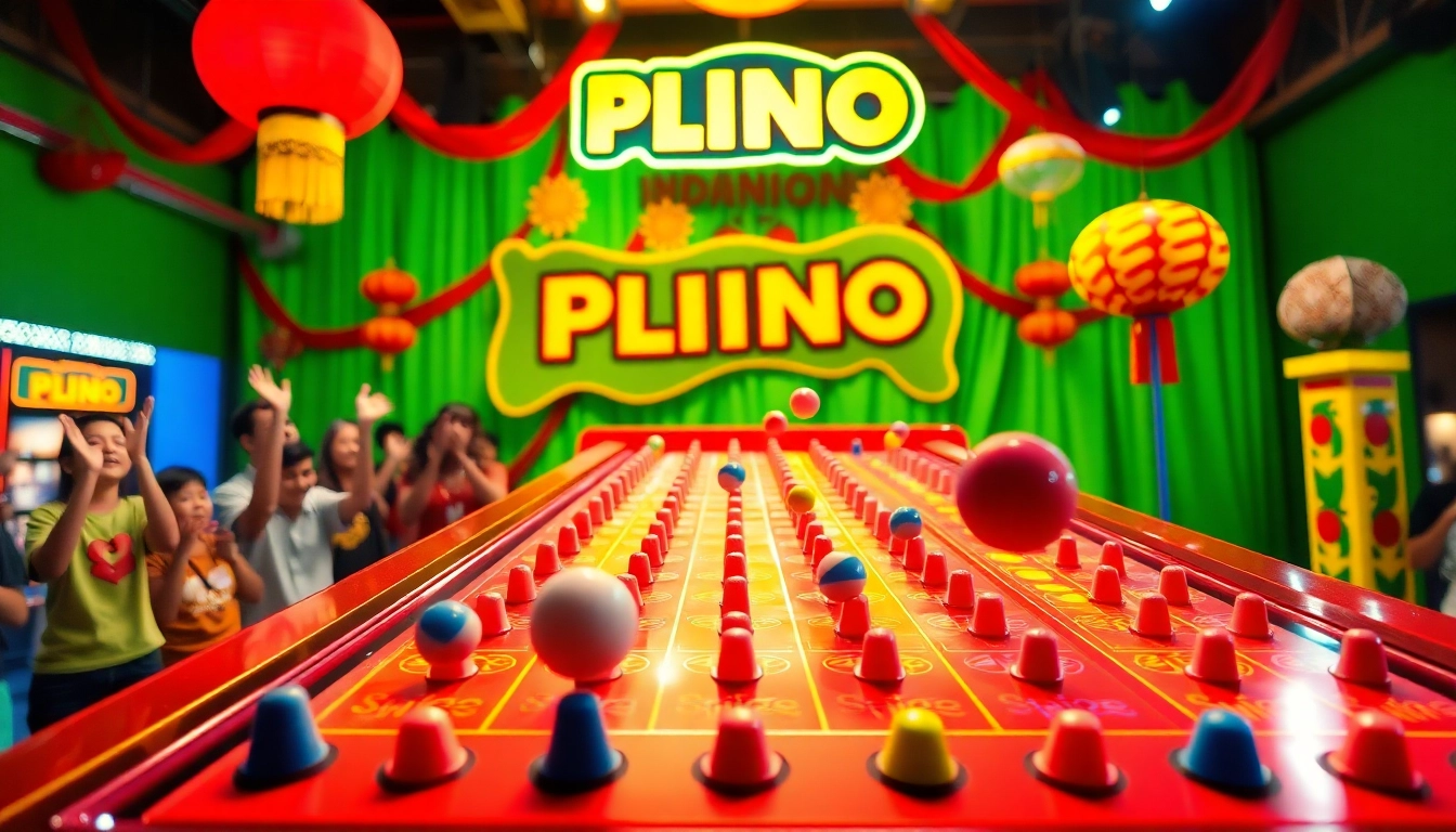Permainan Plinko Indonesia yang ceria dengan bola yang meluncur di papan.