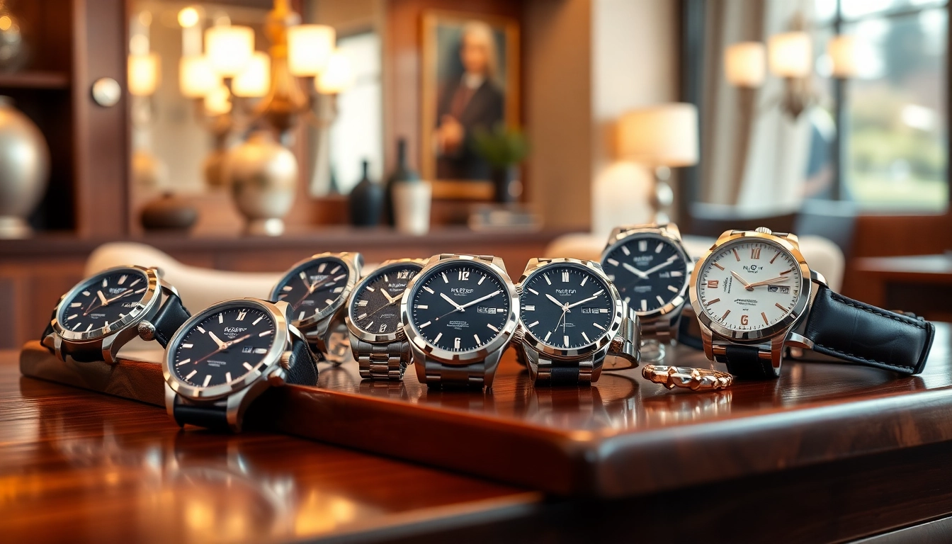 Präsentation von Herren Armbanduhren in einem eleganten Setting mit stilvollen Uhrendesigns.