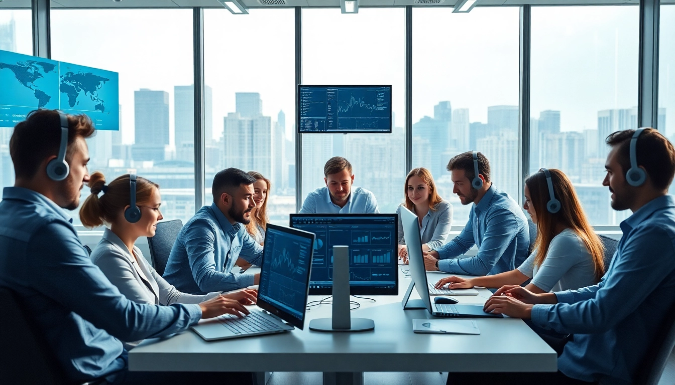 Managed IT support services team collaborating in a bright office environment for effective solutions.