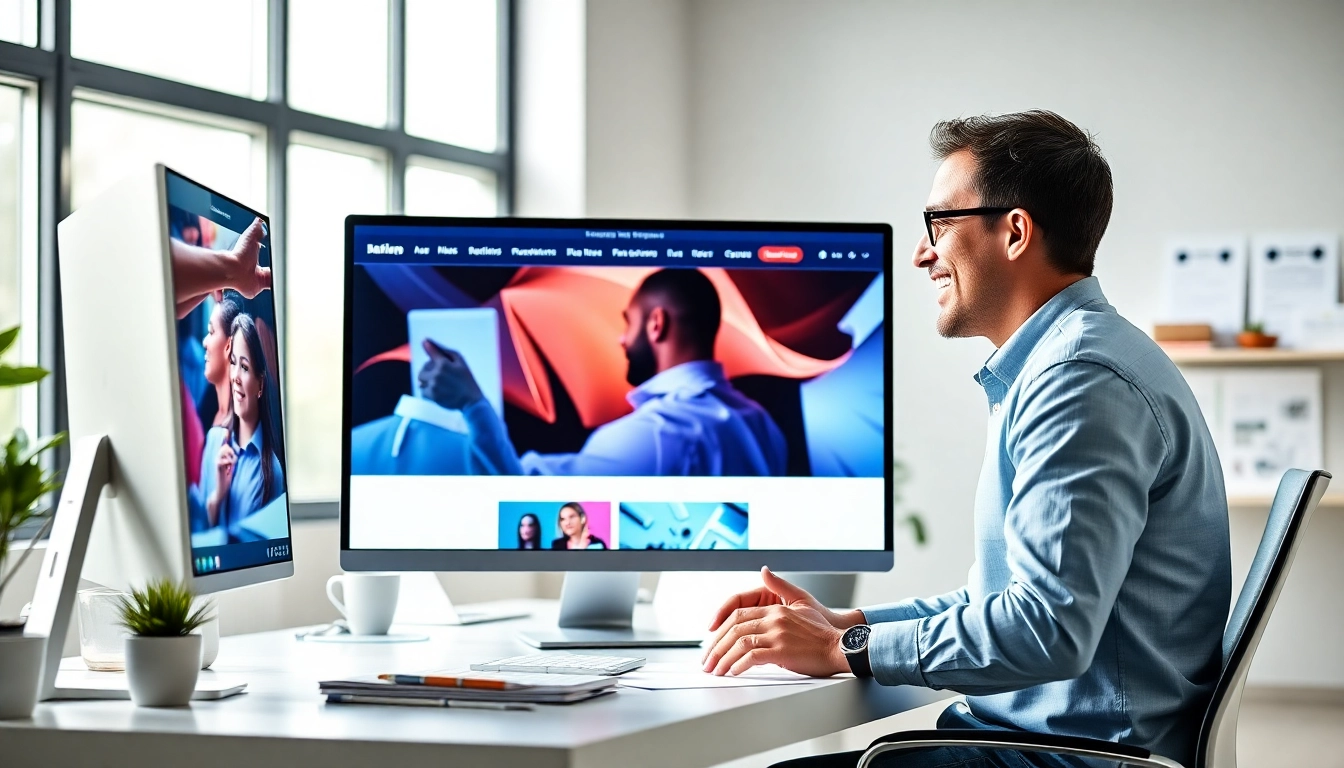 Professioneller Webdesign Zug, der mit Kunden in einem modernen Büro zusammenarbeitet.