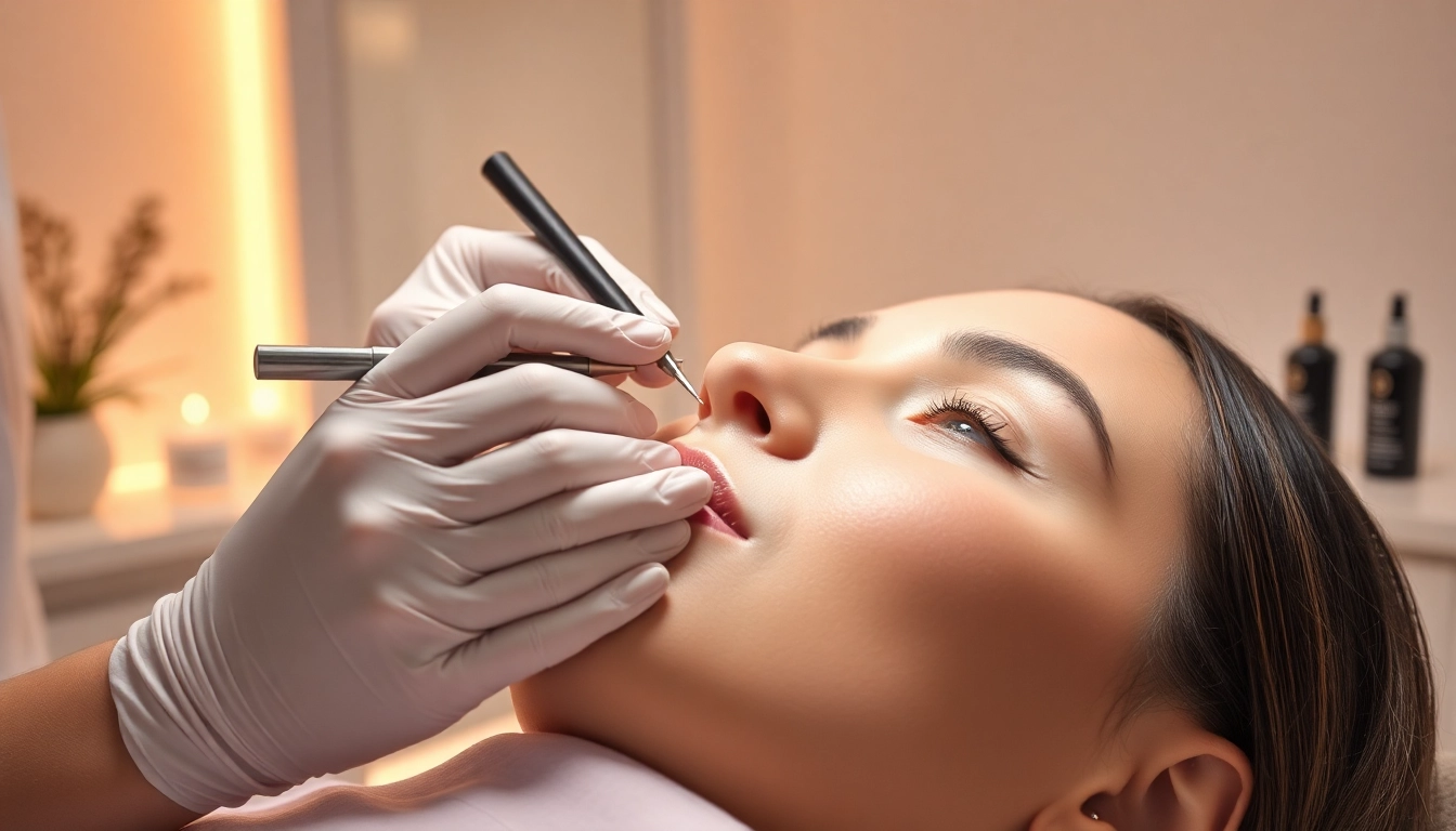 Client undergoing a fox eye thread lift, showcasing expert technique in a calming medspa environment.