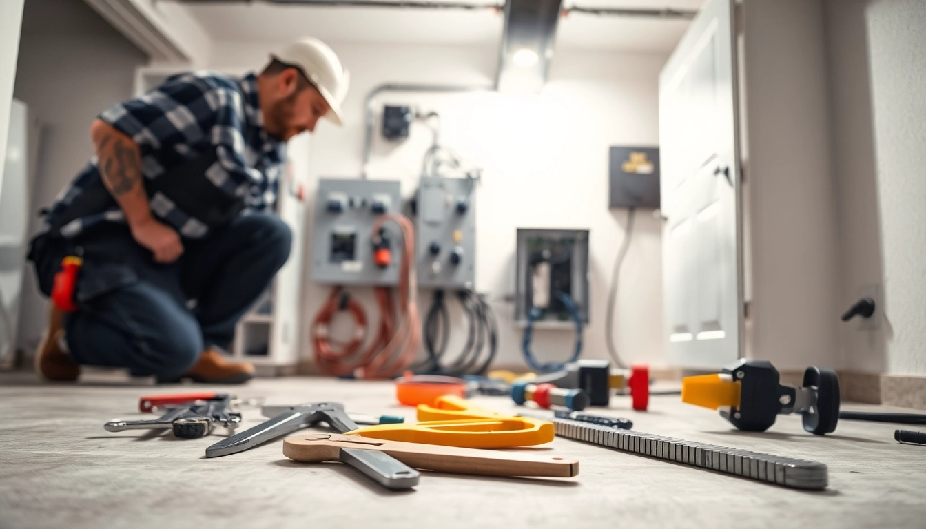 Professionally conducted electrical panel upgrade with modern equipment and organized tools.