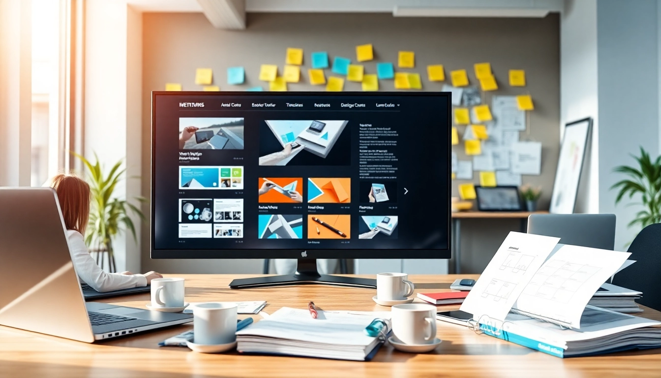 A creative team focused on web design Edmonton within a modern workspace, showcasing digital collaboration.