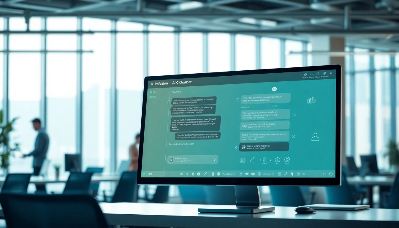 Engage with an AI chatbot for website in a modern office setting, enhancing digital interactions.