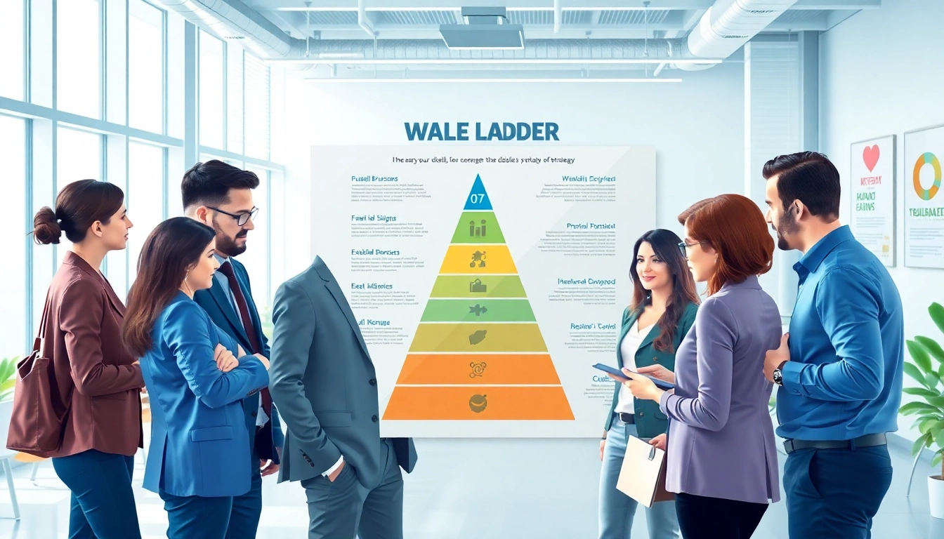 Visualize a marketing strategy using Russell Brunson’s value ladder highlighting stages of customer engagement
