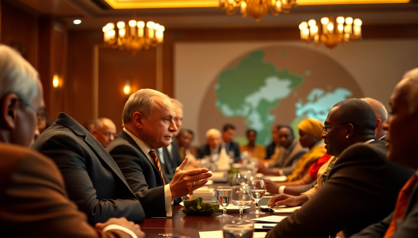 Poutine en Afrique francophone engaging in diplomatic discussions at an African summit.
