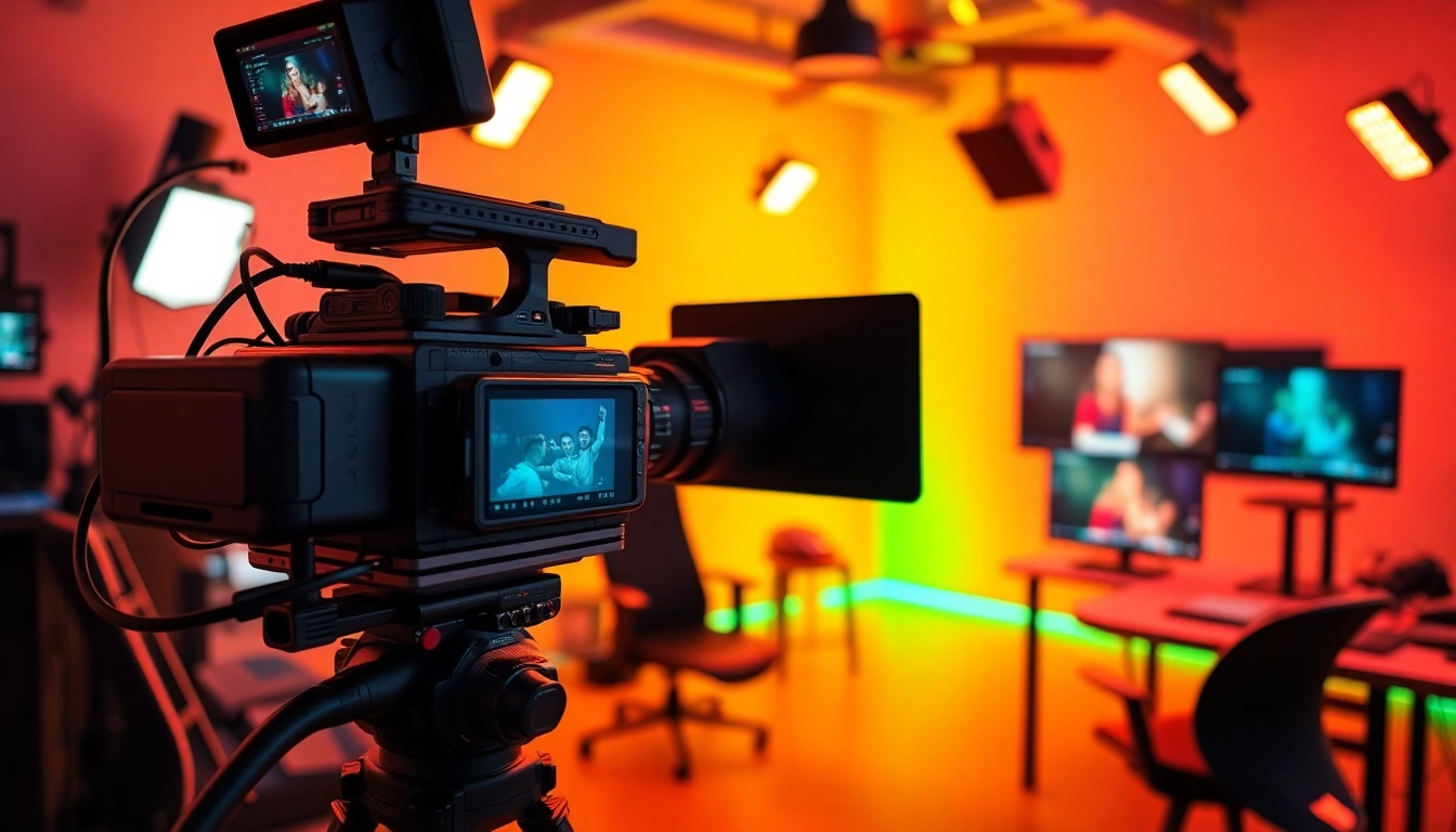Engaging 영상제작 process showcasing a professional video editing suite and camera setup.