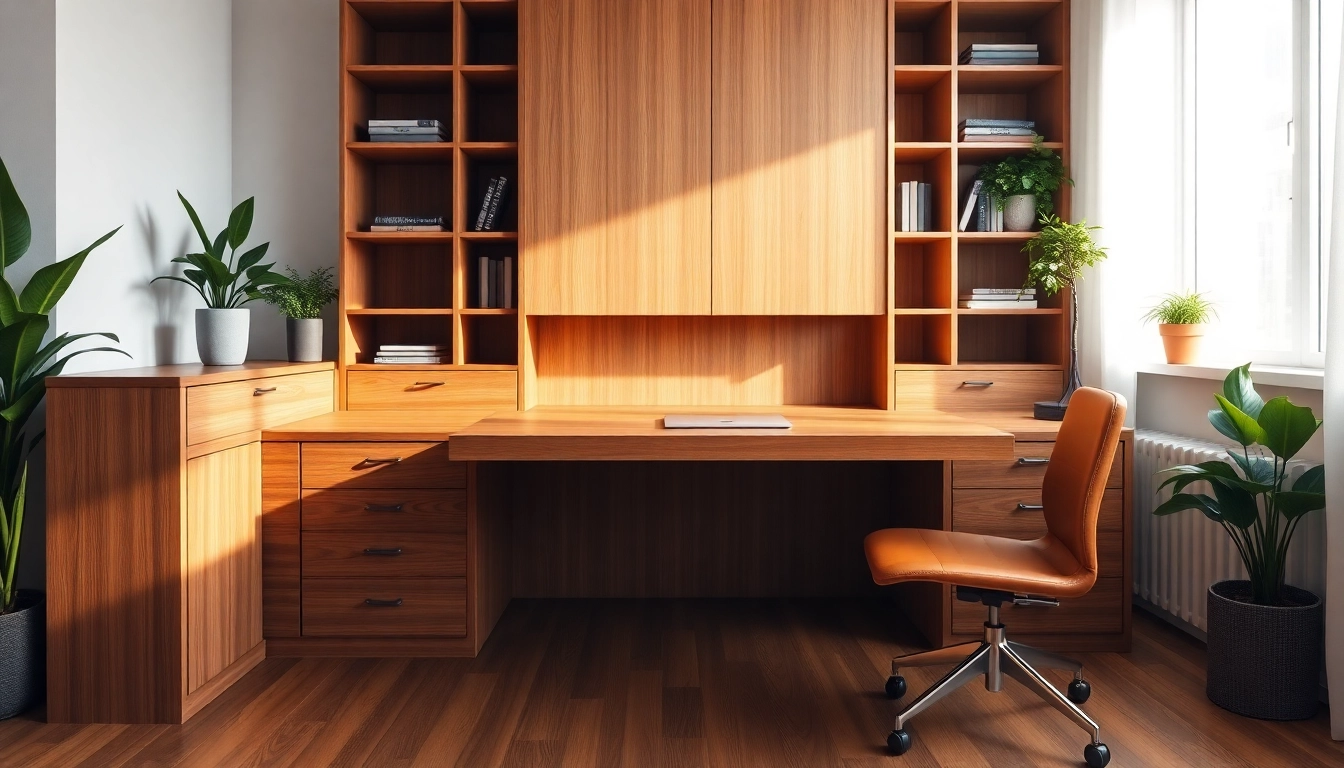 Stylish schreibtisch schrank offering efficient workspace organization in a modern home office.