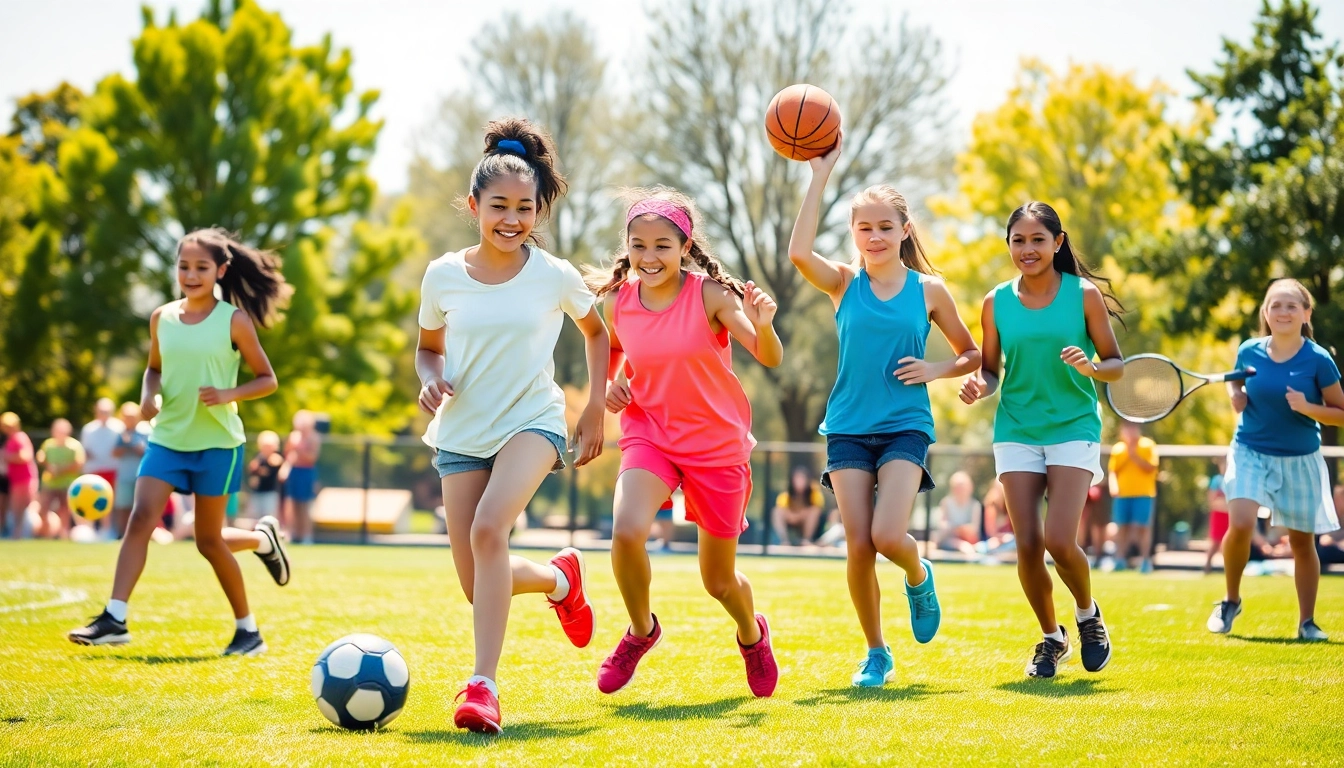 Inspiring girls participating in Multi Sports Camps for Girls, showcasing teamwork and fun.
