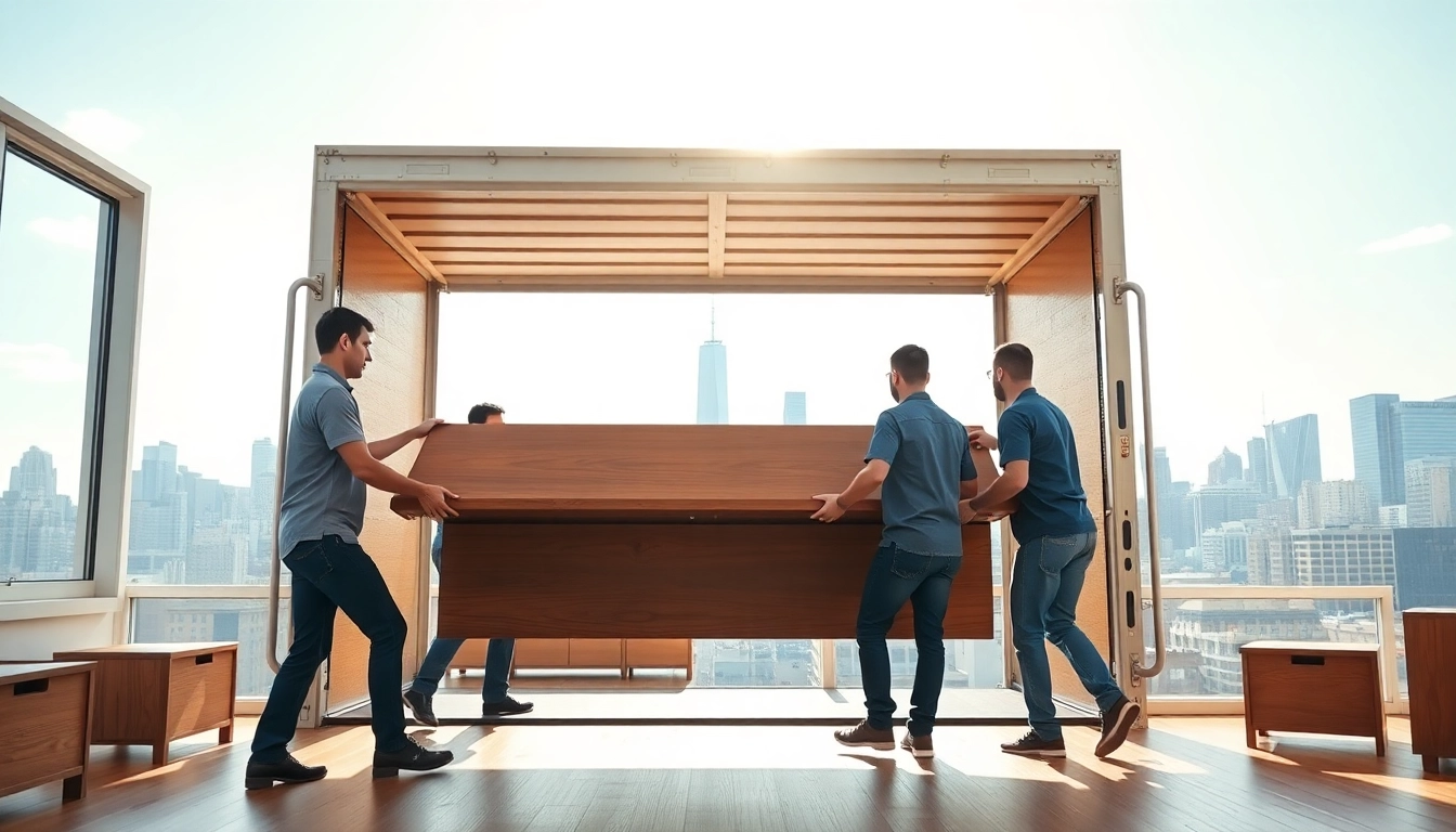Manhattan moving company team efficiently assisting with relocation of furniture in NYC.